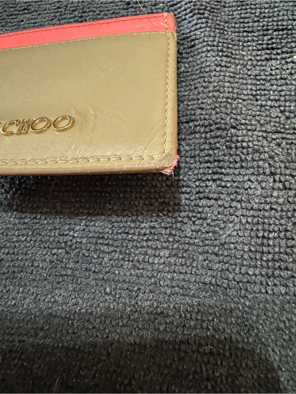 Jimmy Choo Olive and Pink Leather Card Holder with Gold Logo